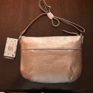 Silver shoulder bag.   NWT